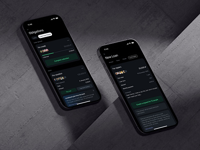 Fintech app for Loans from friends app dark design fintech loans money premium ui