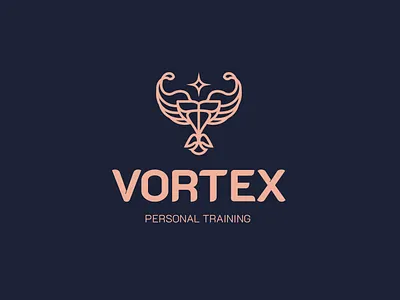 Vortex fitnes logo branding design fit fitnes graphic design gym logo muscles sport vector wings