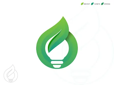 renewable energy logo: lightning bolts, bulb , leaf alternative battery bolt branding design eco electricity energy gradient logo green icon leaf lightning bolts logo logo design natural nature power renewable energy solar