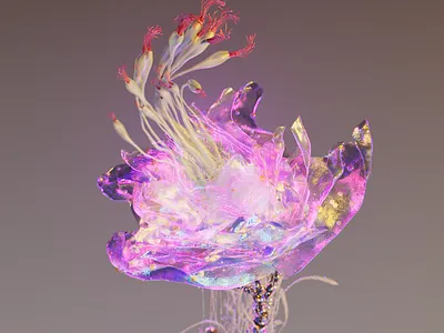 flora 3d abstract flower houdini redshift
