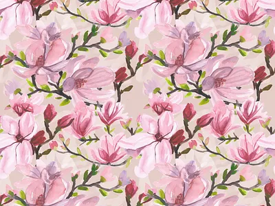 Magnolias pattern blossom design digital illustration fashion flower illustration magnolia pattern print spring surface