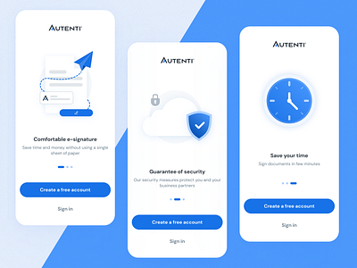 Onboarding - Autenti mobile app app autenti clean e sign e signature illustration information minimal mobile onboarding simple ui user ux