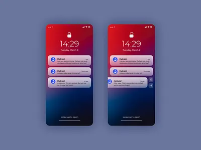 Hydrate! | Daily UI Challenge 049 (Notifications) 049 daily ui daily ui 049 dailyui dailyui049 dailyuichallenge notification notifications screen ui