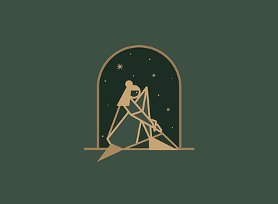 Girl in the Window angular figure geometric girl gold green illustration ledge night pose stars window