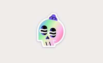 Skull sticker character holographic icon illustration logo mascotte patswerk skull sticker vector