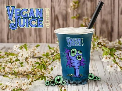 Vegan Juice - Bubble Tea 02 character design identity design illustration logo design self promotion