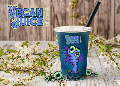 Vegan Juice - Bubble Tea 02 character design identity design illustration logo design self promotion