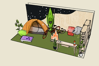 Trade Show Experience - Space Design Concept art direction booth booth design brand touchpoint branding camping design drawing experiential design graphic design led nature outdoors sketch space design trade show