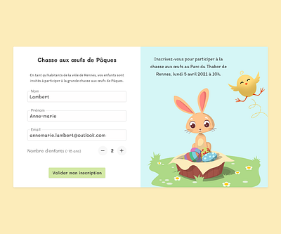 Formulaire d'inscription (Pâques) ui ux