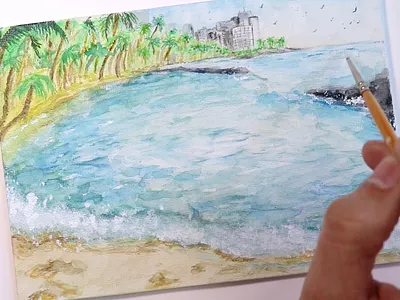 Plein Air Painting (Honolulu, Hawaii) Watercolor design hawaii illustration painting plein air vacation watercolor watercolor painting