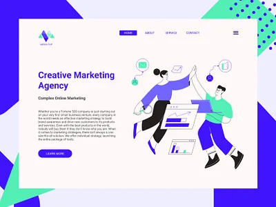 Marketing Agency landing page character design figma flat header illustration illustrator landing page marketing agency marleting minimal page ui vector vectorart web web illustration webdesign website website illustration