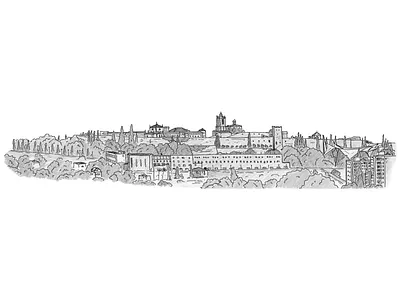 Tarragona skyline architecture artwork drawing illustration inkpen sketch