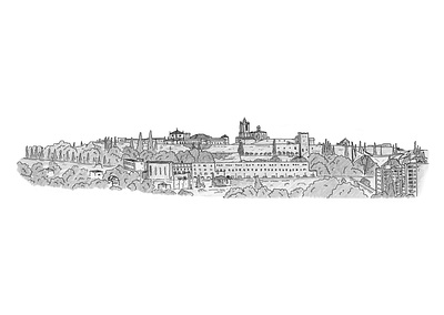 Tarragona skyline architecture artwork drawing illustration inkpen sketch