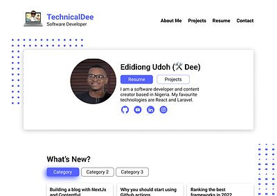 Software developer portfolio with blog design ui ux