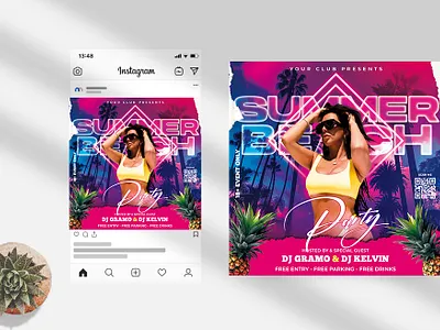 Summer Beach Party Flyer PSD Template beach beach party club flyer dj event flyer flyers party summer summer flyer sunset tropical