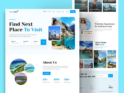 Travel - Travel Agency Landing adobe xd adventure agency app card clean web designer ecommerce explore figma interior design journey landing page landingpage touris tourism uiux ux webdesign workflow