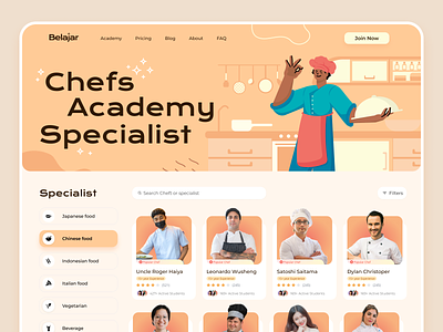 Chef Academy 👨🏻‍🍳👩🏻‍🍳 academy chef chefs clean cook cooking courses desktop flat food professional ui ux website