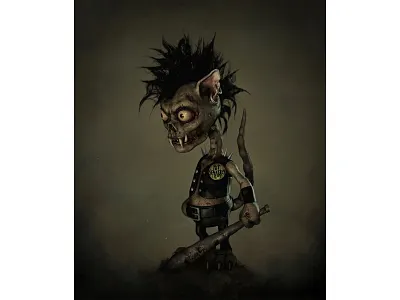 Zombie Cat 3d cartoon cat character design concept art digital sculpting illustration punk zbrush zombie