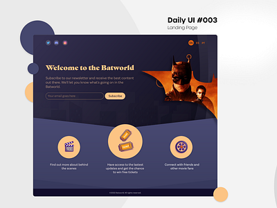 DailyUI #003 - Landing Page adobe xd batman batman2022 cinema dailyui design graphic design robert pattinson ui ux website website design