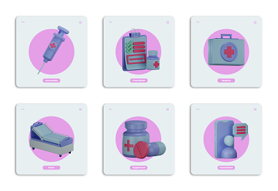 Medical icon set 3d apps graphic design hospital illustration medical modern ui