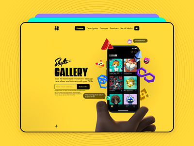 Snifti Gallery 🖼 android app blockchain crypto design illustration ios iphone nft ui wagmi website yellow