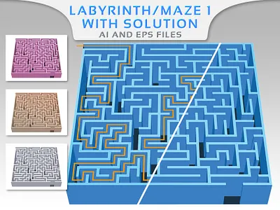 Labyrinth / Maze 1 book design eps game geometric illustration kids labyrinth maze puzzle solution thinking vector