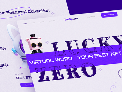 NFT Website - Lucky Zero NFT app apparel clean design home page landingpage marketplace metaverse mobile app design mobile ui nft nft marketplace nft web design nft website nftmarketplace ui uidesign uiux web website