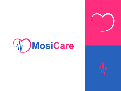 MosiCare Logo brand brand identity branding care doctor health health care heart heart beat heart rate hospital icon illustration logo logo design love mark medical symbol
