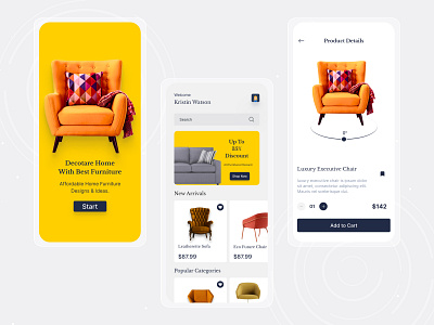 Furniture e-commerce App app design graphic design ui ux