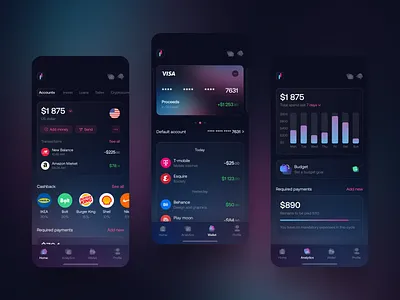 Corporate banking — Mobile design app design banking card dark dark app dark mode dark theme finance fintech gradient interface design ui