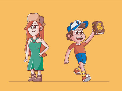 Gravity Falls Characters 2d ai cartoon cartoonstyle character design design dipper flat illustration flatdesign graphic design gravityfalls illustration