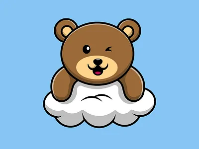 Cute Bear On Cloud adorable