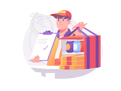 Hot Pizza art b2c character character illustration courier delivery deliveryman digital art flat food illustration illustration art illustration for web illustrator pizza service vector work