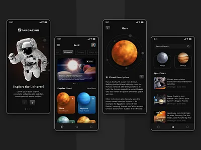 Stargazing App Design 3d animation app app design app redesign design flat design graphic design illustration stargazing trending ui uiux