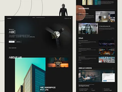 Aerospace Website 3d abstract branding darkmode landing page sketch space space website typography ui ux vector web web design website