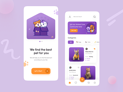 Pet Adoption App android app animal animal food app app design cat dog ios app minimal minimalist pet adoption pet app pet rescue pet store petshop social ui design ui ux user interface web design