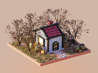 Apple garden 3d apple garden blender design garden home illustration isometric lowpoly render