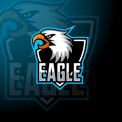 Eagle Mascot Gaming Logo bird logo blue logo eagle logo esports logo gaming logo logo design mascot logo vector logo