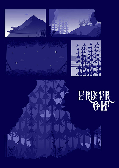 Illustrations background board game dark erdir oh erdwen forest game game design illustration level level design magic magical natural nature spell spooky tree trees typography