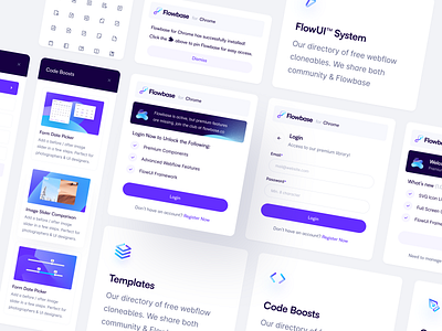 Chrome Extension & Figma Plugin for Flowbase chrome extension colors dark dark landing page dashboard extension figma figma plugin flowbase gradient landing page landing page design plugin saas ui ux webflow