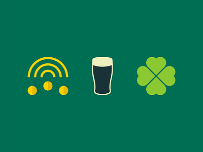 Happy St. Patrick's Day! alcohol ale branding celebrate clover design gold green guinness icon illustration logo lucky mark negative space pint rainbow stout stpatricksday vector