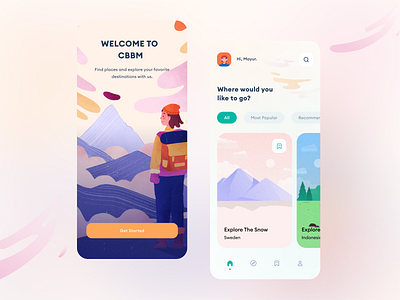 Travel - Mobile App Exploration cbbm studio explor illustration modern travel ui user experiance design user inteface ux