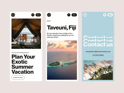 Exotic Vacations Mobile Website design design studio exotic graphic design holiday interface mobile mobile website relax travel ui user experience user interface ux vacation web web design website website design