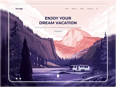 Travego - Travel Agency Website Concept Design adventure booking design graphic design homepage illustration landing page torism travel travel agent travel app travel guide traveller trip ui ux vacation web web design website