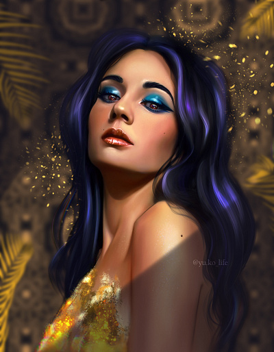 Egyptian queen a princess artist artwork beautiful girl drawing egypt egyptian queen gold golden portrait portrait of a girl portrait to order procreate procreate portrait sunny portrait