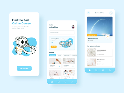 OnLearn - Online Learning App app design 2022 college e learn e learn ap education education app edutech elearn elearning learning app minimal new app online learning powder blue study