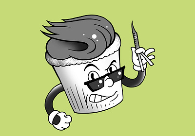 Dangerous Cupcake cartoon cupcake design graphic design illustration oldschool rubber hose
