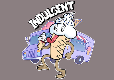 Handsome ice cream cartoon design illustration logo oldschool rubber hose vintage