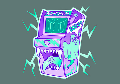 This Arcade Machine is haunted! cartoon design illustration oldschool rubber hose vintage