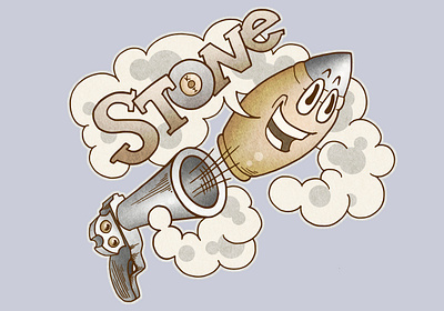 Bullet cartoon design illustration logo oldschool rubber hose vintage